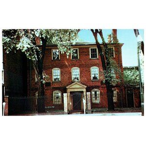 Postcard Wadsworth Longfellow house Portland Maine built 1785 Chrome era
